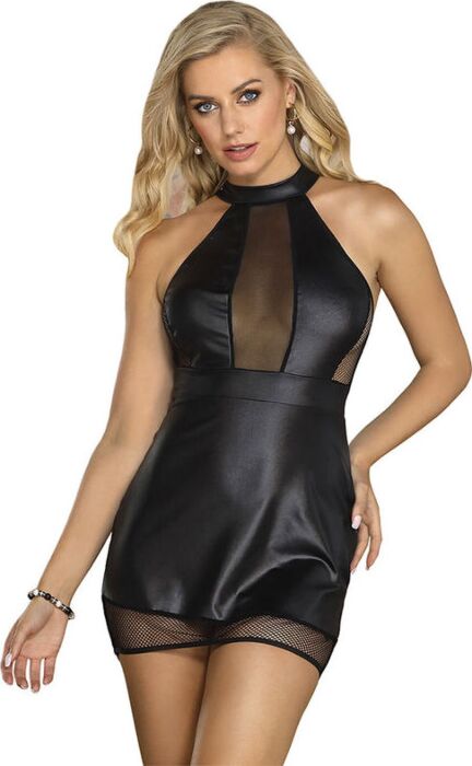 Vestido Halter SUBBLIME Negro con Transparencias