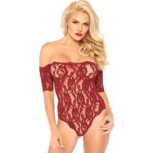 Body teddy de encaje floral - rojo