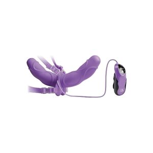 Fetish elite double delight arnes vibrador lila 115cm