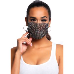 Mascarilla Glamour Rhinestone - Negro