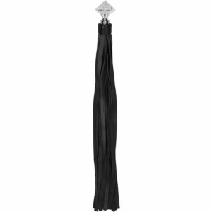 Flogger de cuero con mango puntiagudo brillande - negro