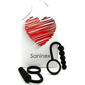 Saninex duplo - plug anal con anillo - negro