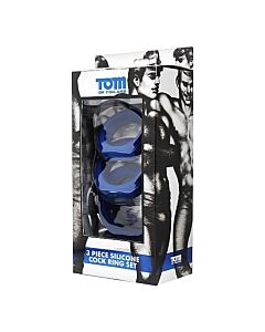 Set 3 anillos silicona azul