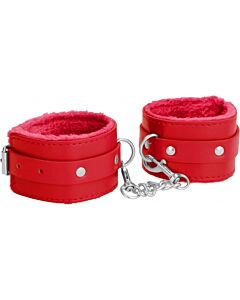 Ouch plush esposas de cuero rojas