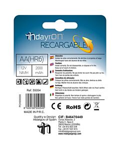 Pila recargable hr06 1,2v 2000ma dayron pack 2