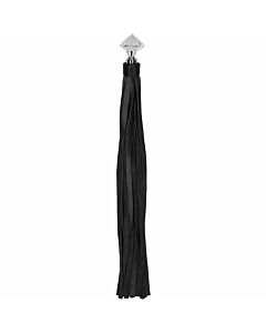 Flogger de cuero con mango puntiagudo brillande - negro