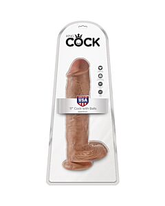 King cock pene realístico con testículos 28cm mulato