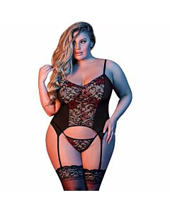 Merry widow & g- body con correa de liga - negro