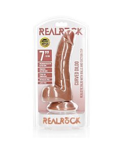 RealRock - Pene Realístico Curvado con Testículos y Ventosa - 7''/ 18 cm