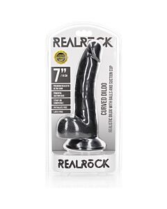 RealRock - Pene Realístico Curvado con Testículos y Ventosa - 7''/18 cm