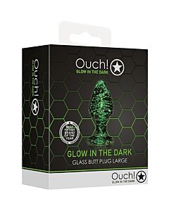 Ouch! Plug Anal de Vidrio Glow in the Dark - Tamaño Grande