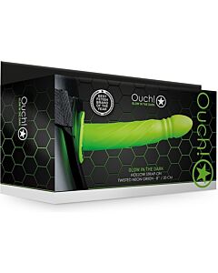 Ouch! Strap-On Hueco Trenzado - Brilla en la Oscuridad