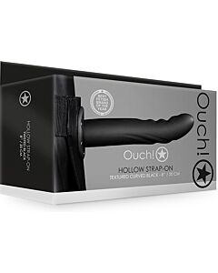 Ouch! Arnés Strap-On Hueco Curvo Texturizado - Negro 20cm
