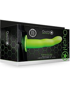 Ouch-Strap-On Hueco Curvado 8''/20 cm - Brilla en la Oscuridad