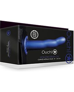 Ouch Correa Hueca Curvada Azul Metalizado 8'' - Sex Shop