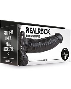 Realrock Correa Hueca con Testículos - 7'' / 18 cm - Negro