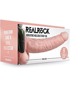 Realrock Hollow Vibrating Strap-On with Balls - 9/23 cm - Skin