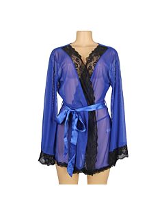 Blue Mesh Long Sleeve Chemise