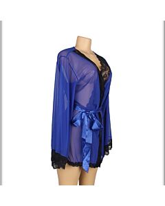 Blue Mesh Long Sleeve Chemise