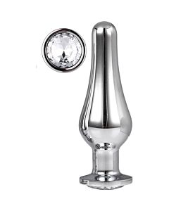 Placer Plateado Brillante - Plug Anal de Aluminio con Joya