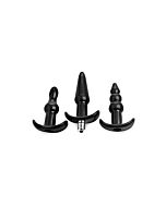 Kit de 4pzs plug anal vibrador - negro