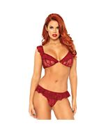 Conjunto lace bralette con tanga - rojo