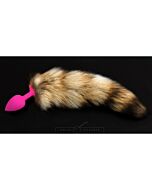 Plug silicona rosa con cola - s