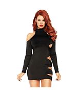 Vestido manga larga con recortes negro