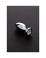 Jeweled plug metálico pequeño con perla transparente