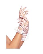 Leg avenue guantes de encaje con volante blancos