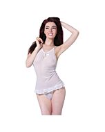 Babydoll blanco con perlas y tanga a juego