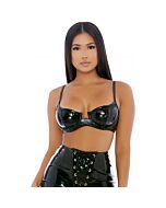 Drip top vinyl bra top negro