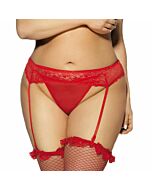 Queen lingerie tanga y liguero motivos florales plus size