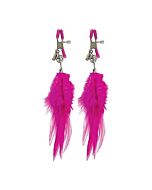 Fetish fantasy pinzas para pezones con plumas rosa