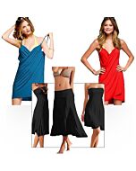 Conjunto Beso y Cereza: Pareos Turquesa y Rojo + Pareo Falda Negro