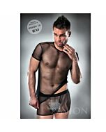 T-shirt + underwear 017 negro transparente by passion s/m