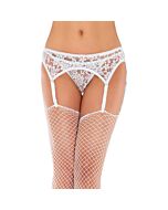 Leg avenue liguero de encaje con tanga a juego blanco