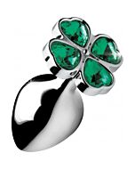 Lucky clover gem -plug anal medio, trebol plata