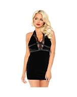 Vestido velvet con cuello halter - negro
