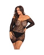 Open season off shoulder vestido de encaje - negro