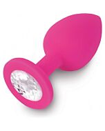 Plug anal jewellery de silicona fucsia / diamante