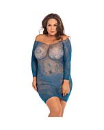 Open season off shoulder vestido de encaje - azul