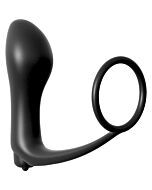 Plug anal vibrador con anillo para el pene negro