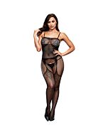 Crotchles jacquard bodystocking - malla negro