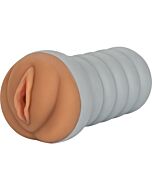 Ribbed gripper tight masturbador vagina - marrón