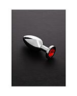 Jeweled butt plug acero inox mediano - rojo