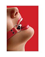 Ouch bola mordaza con cintas de cuero rojo