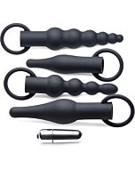 3x premium ringed rimmers kit de entrenamiento anal - negro