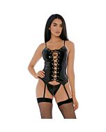High tied vinyl bustier set