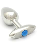 Rosebuds pressed glass plug anal acero 65 x 30mm aquamarine